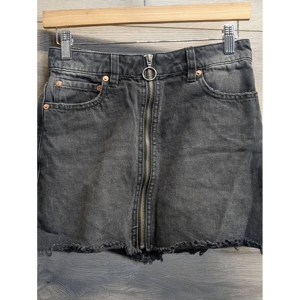 We The Free Zip Up Black Denim Mini Skirt Women's Regular Size 25